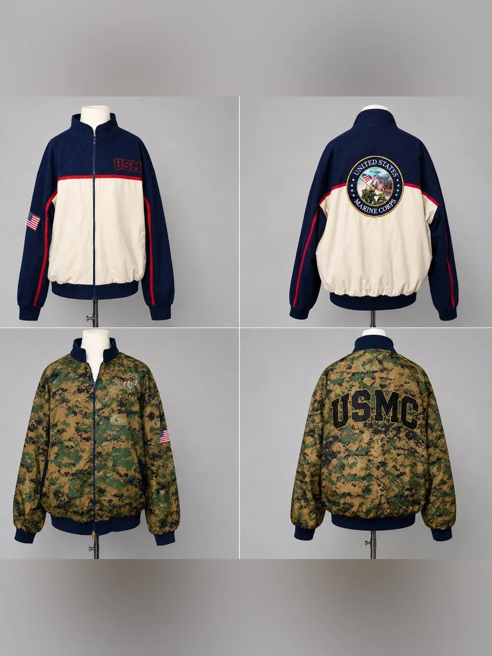 USMC Reversible Marine Corps Jacket Large Camo USA Full Zip Military Coat L